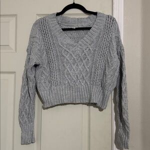 American Eagle Outfitters Light Gray Knit Sweater